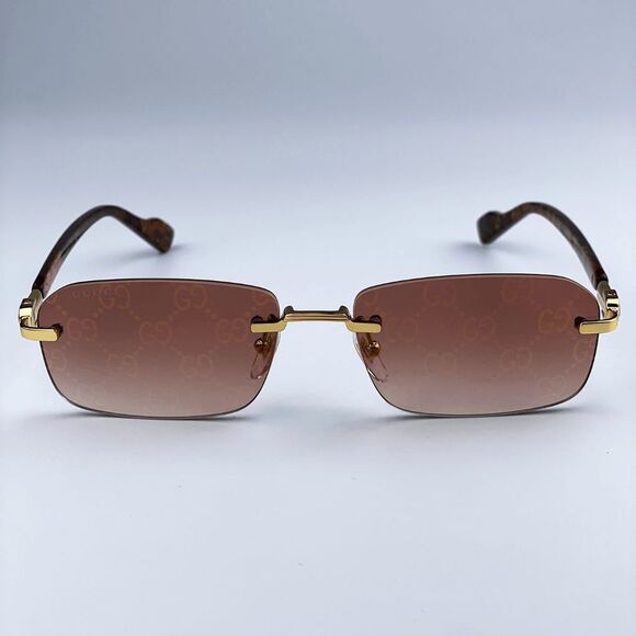 NEW Gucci GG1221S 004 Gold Yellow Red Mirrored Square Unisex Sunglasses main image 5